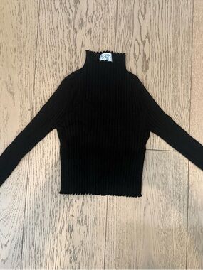 SEEK THE LABEL Black Ribbed Mock Neck Crop Top